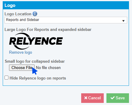 How do I put my corporate logo on the Relyence Sidebar?